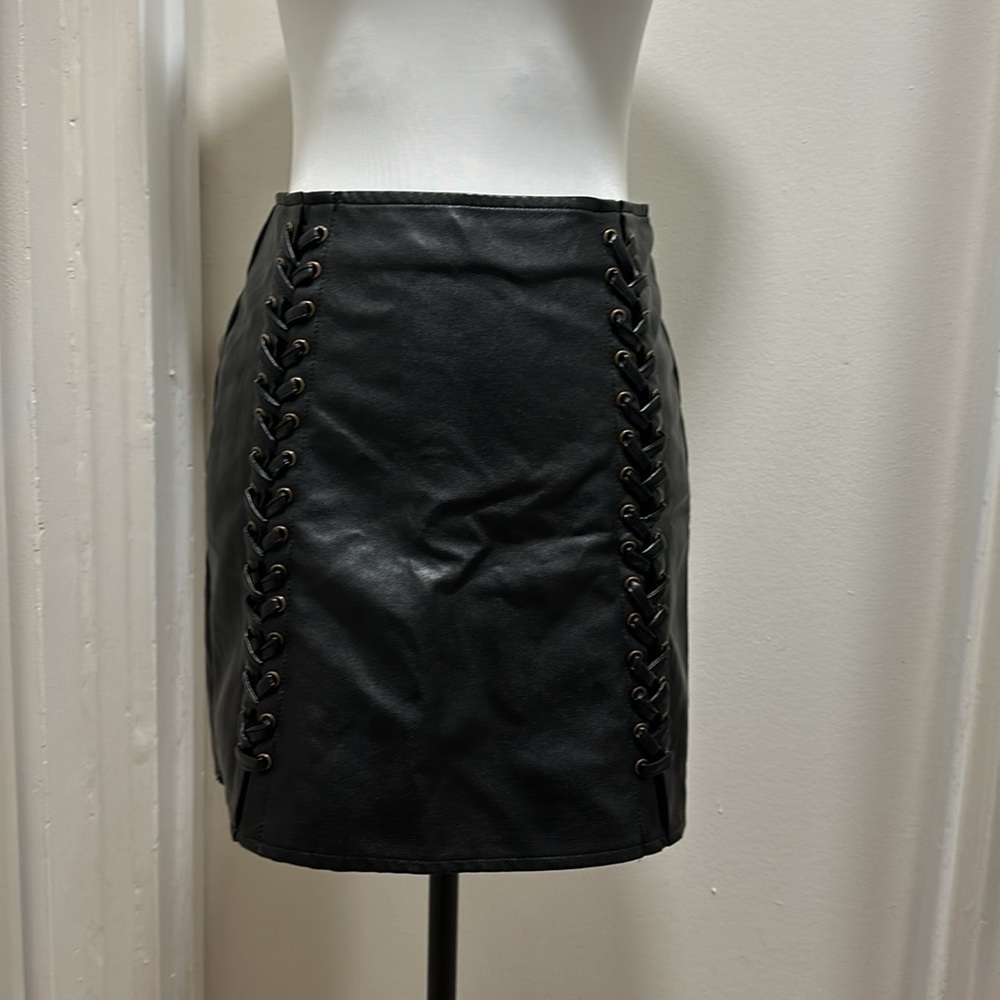 Black Faux Leather Skirt